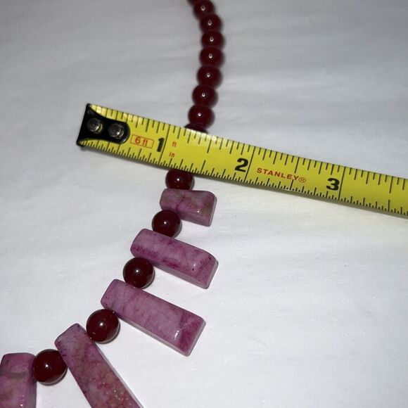Garnet Bead And Purple Azurite Stone 19” Necklace With 925 Silver Toggle Clasps - Picture 11 of 12